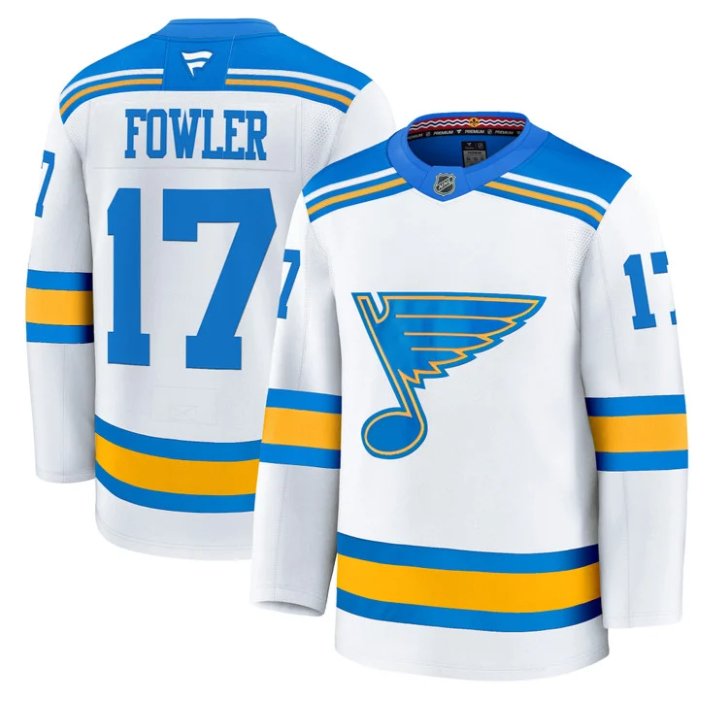 Cam Fowler white Blues jersey