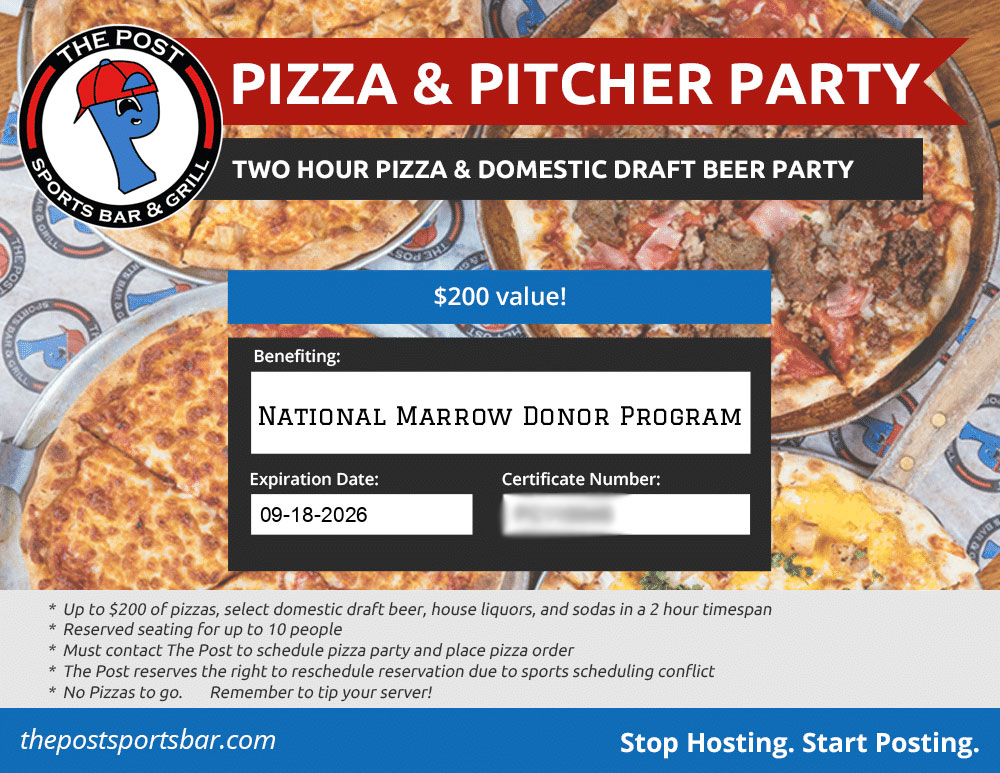 The Post Bar and Grill pizza party - $200 value!